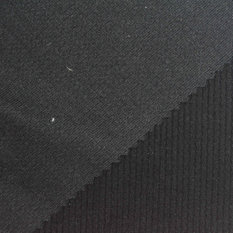Black Ribbed Rib Knit, Viscose-Poly