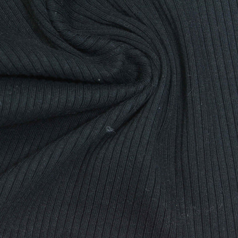 Cotton Stretch Rib Knit Fabric, 300 gsm, 110 cm — Grey