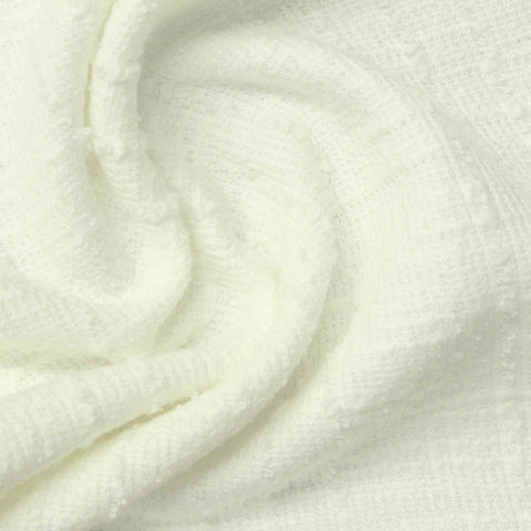 Jacquard Slub Polyester Cotton Knit Fabric, 314 gsm, 160 cm — White