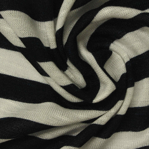 Black Horizontal-Stripe Knit, Viscose, 150 gsm, ref EF-12156
