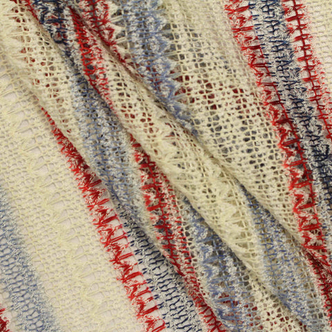 Cream Stripes Chunky Knit, Poly-Viscose