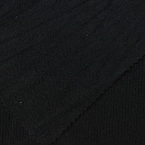 Jacquard 100% Polyester Fleece Fabric, 170 gsm, 145 cm — Black