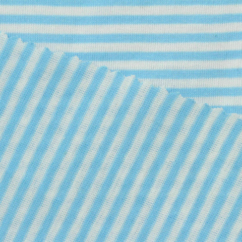 Light Blue Horizontal-Stripe Jersey Knit, Poly-Cotton