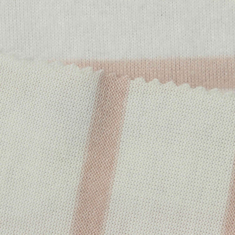 White Horizontal-Stripe Knit, Poly-Viscose, 240 gsm