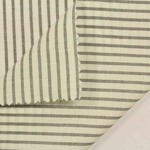 Dark Grey Vertical-Stripe Poplin, Cotton