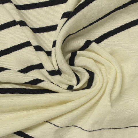 Black Horizontal-Stripe Knit, Cotton, 180 gsm