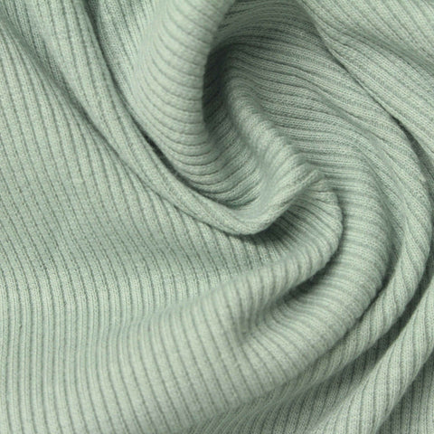 Light Sage Rib Knit, Cotton-Poly