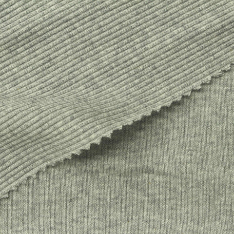 Heathered Grey Marl Rib Knit, Cotton, 273 gsm