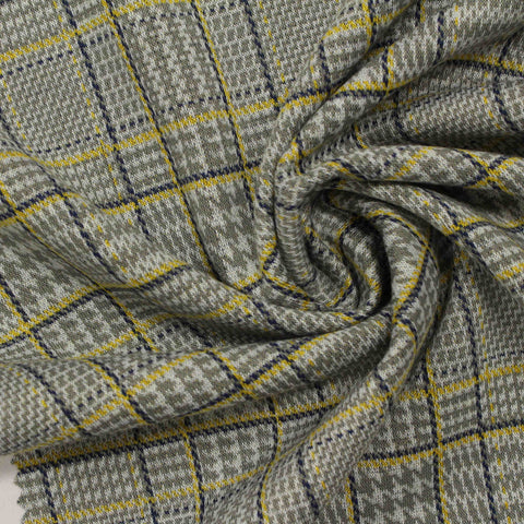 Grey Houndstooth Interlock Knit, Poly-Viscose