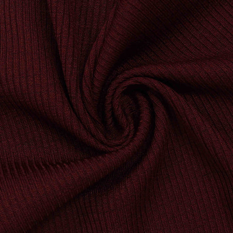 Yarn-Dyed Polyester Stretch Rib Knit Fabric, 250 gsm, 150 cm — Red