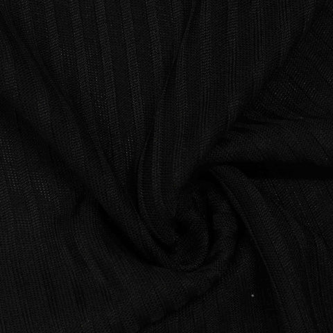 100% Polyester Rib Knit Fabric, 290 gsm, 170 cm — Black