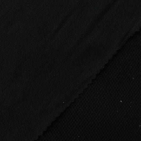 Jacquard Viscose Polyester Stretch Knit Fabric, 330 gsm, 175 cm — Black