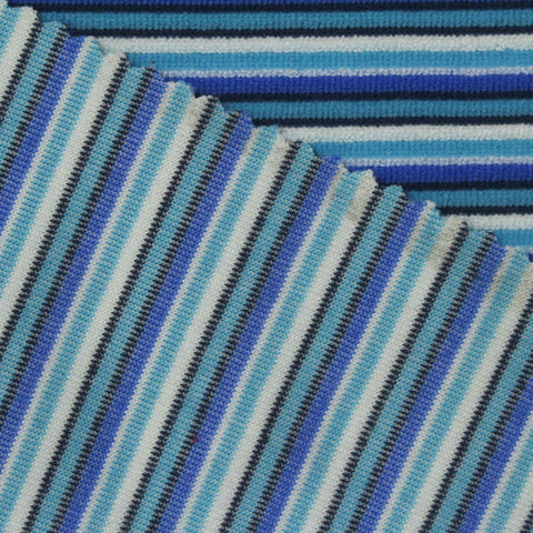 Blue Horizontal-Stripe French Terry, Polyester