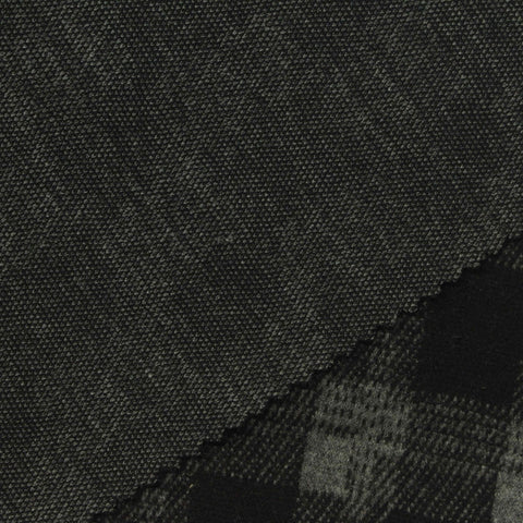 Black Plaid Interlock Knit, Poly-Viscose, 322 gsm