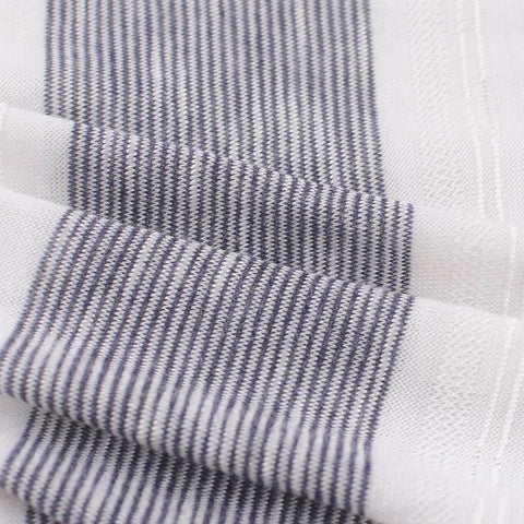 White Horizontal-Stripe Jacquard, Viscose-Poly