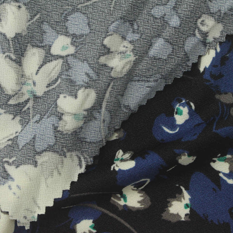 White Flowers Linen-Look, Polyester
