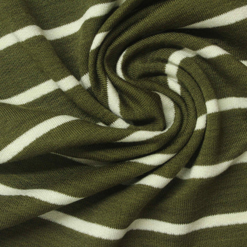 Olive Stripes French Terry, Viscose