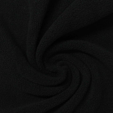 100% Polyester Fleece Fabric, 254 gsm, 150 cm — Black