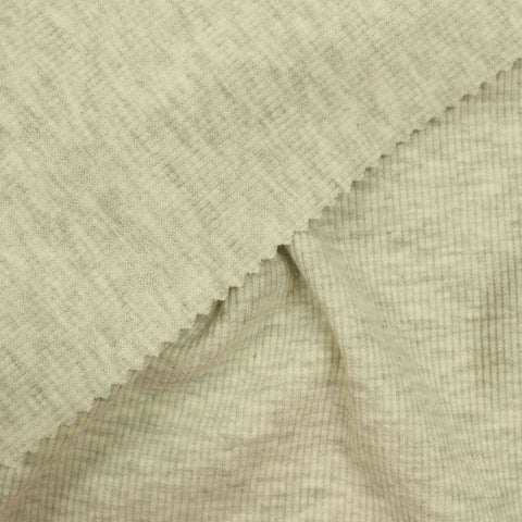 Light Grey Marl Rib Knit, Poly-Cotton, 274 gsm