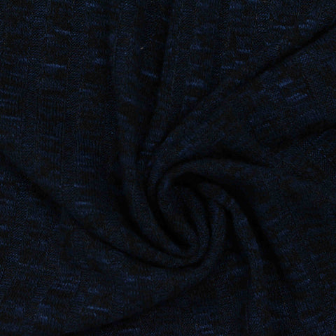 Navy Tone-on-Tone Rib Knit, Viscose-Poly, 200 gsm