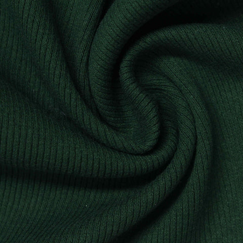 Dark Green Rib Knit, Cotton-Poly