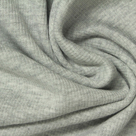 Grey Heather Rib Knit, Cotton-Poly, 260 gsm