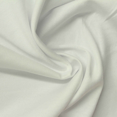 100% Cotton Jersey Knit Fabric, 175 gsm, 183 cm — White