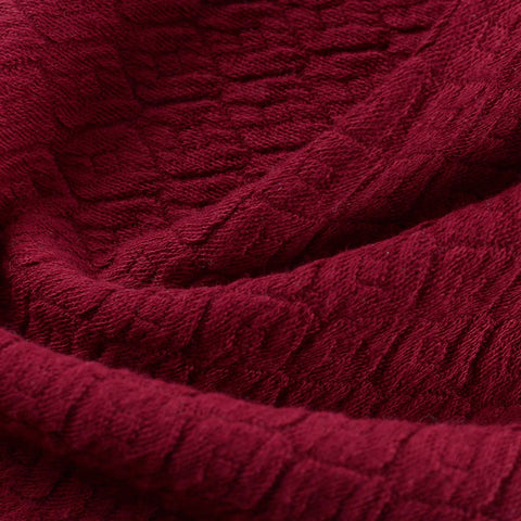 Deep Red Tone-on-Tone Diamond Interlock Knit, Cotton-Poly