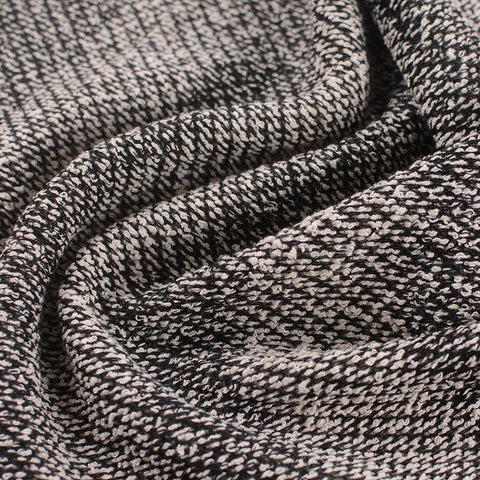 Black Marl Chunky Knit, Cotton-Poly, 305 gsm, ref EF-12096