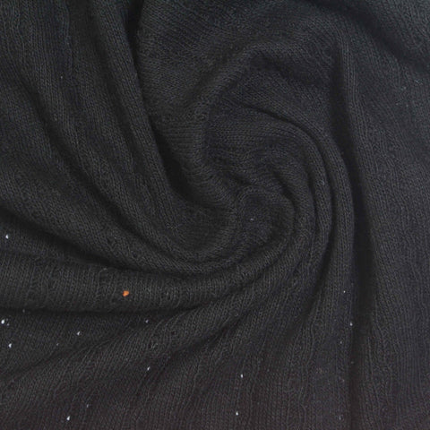 Black Stripes Rib Knit, Cotton-Poly