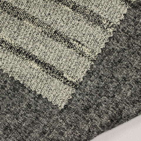 Black Horizontal-Stripe Chunky Knit, Viscose-Poly, 365 gsm