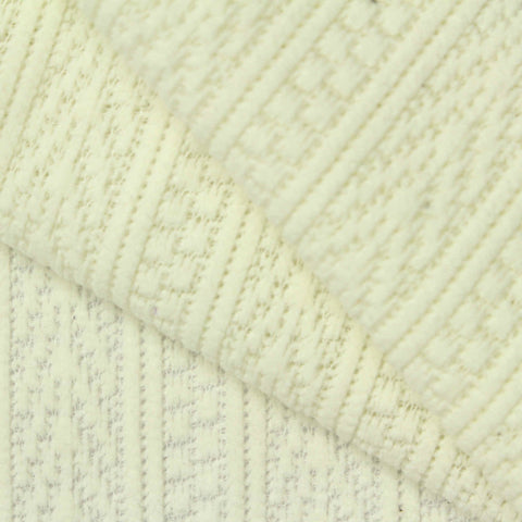 Off-White Vertical-Stripe Chenille, Polyester