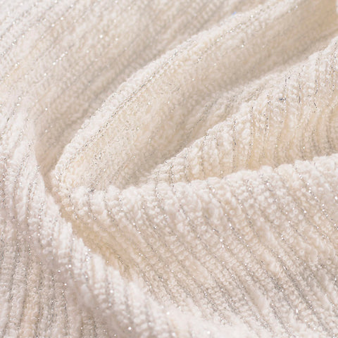 Viscose Metallic Stretch Jersey Knit Fabric, 310 gsm, 148 cm — White