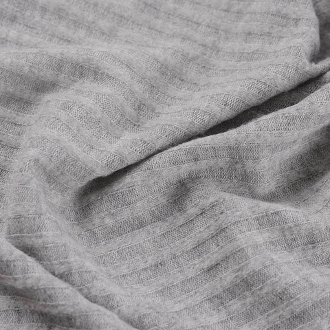 Grey Heather Rib Knit, Poly-Viscose