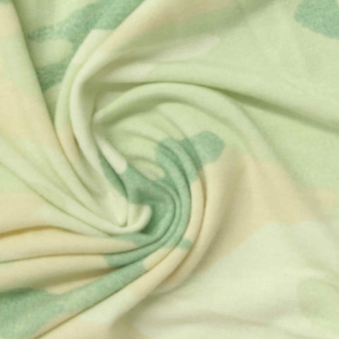 Light Green Camo Jersey Knit, Poly-Viscose