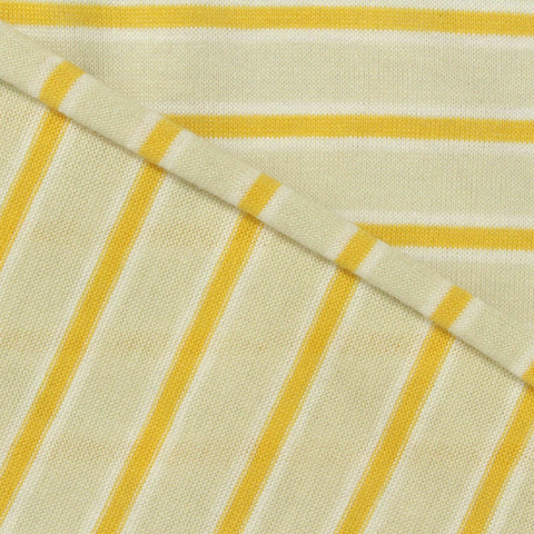 Yellow Horizontal-Stripe Jersey Knit, Cotton, 118 gsm