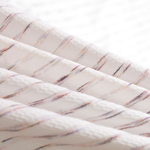 White Horizontal-Stripe Jacquard, Poly-Viscose