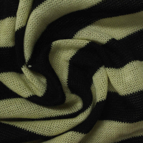 Black Horizontal-Stripe Knit, Polyester, 156 gsm