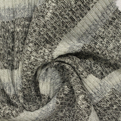 Grey Horizontal-Stripe Rib Knit, Poly-Viscose, 230 gsm