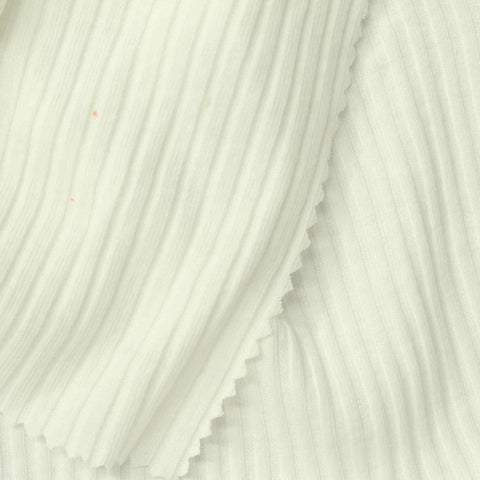 Cotton Polyester Rib Knit Fabric, 187 gsm, 150 cm — White