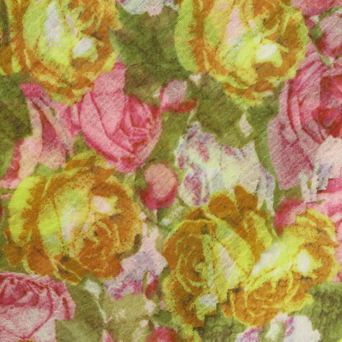 Pink Roses Rib Knit, Polyester