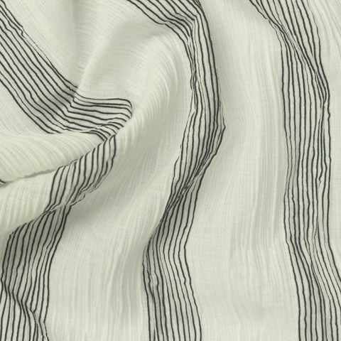 Off-White Stripe Crepe, Cotton-Poly