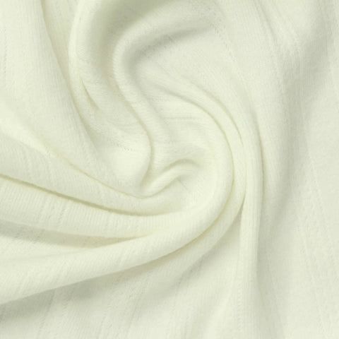 White Textured-Stripe Rib Knit, Cotton-Poly