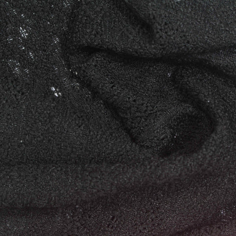 Black Openwork-Diamond Warp Knit, Spandex