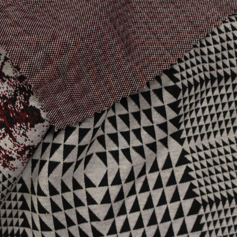 Black Geometric-Triangle Knit, Polyester, 289 gsm
