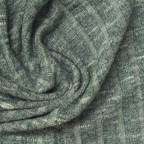 Green Marl Rib Knit, Viscose-Poly, 235 gsm