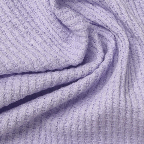 Cotton Polyester Stretch Waffle Knit Fabric, 198 gsm, 170 cm — Purple