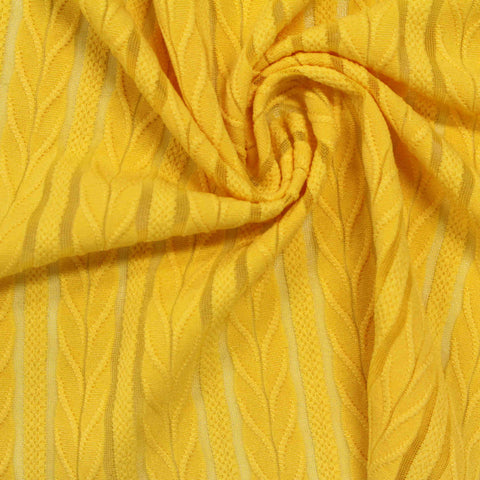 Yellow Vertical-Leaf Jacquard, Polyester