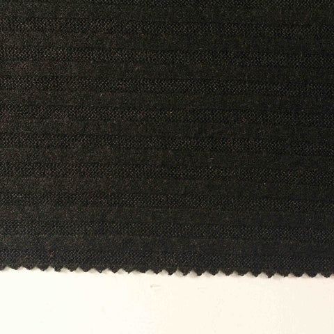 Viscose Nylon Blend Rib Knit Fabric, 175 gsm, 153 cm — Black