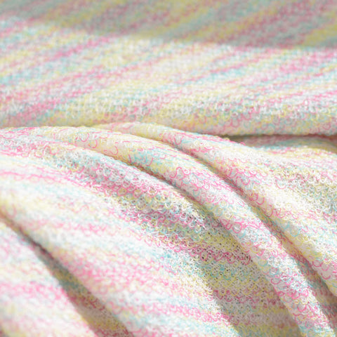 Pink Horizontal-Stripe French Terry, Poly-Cotton, 260 gsm